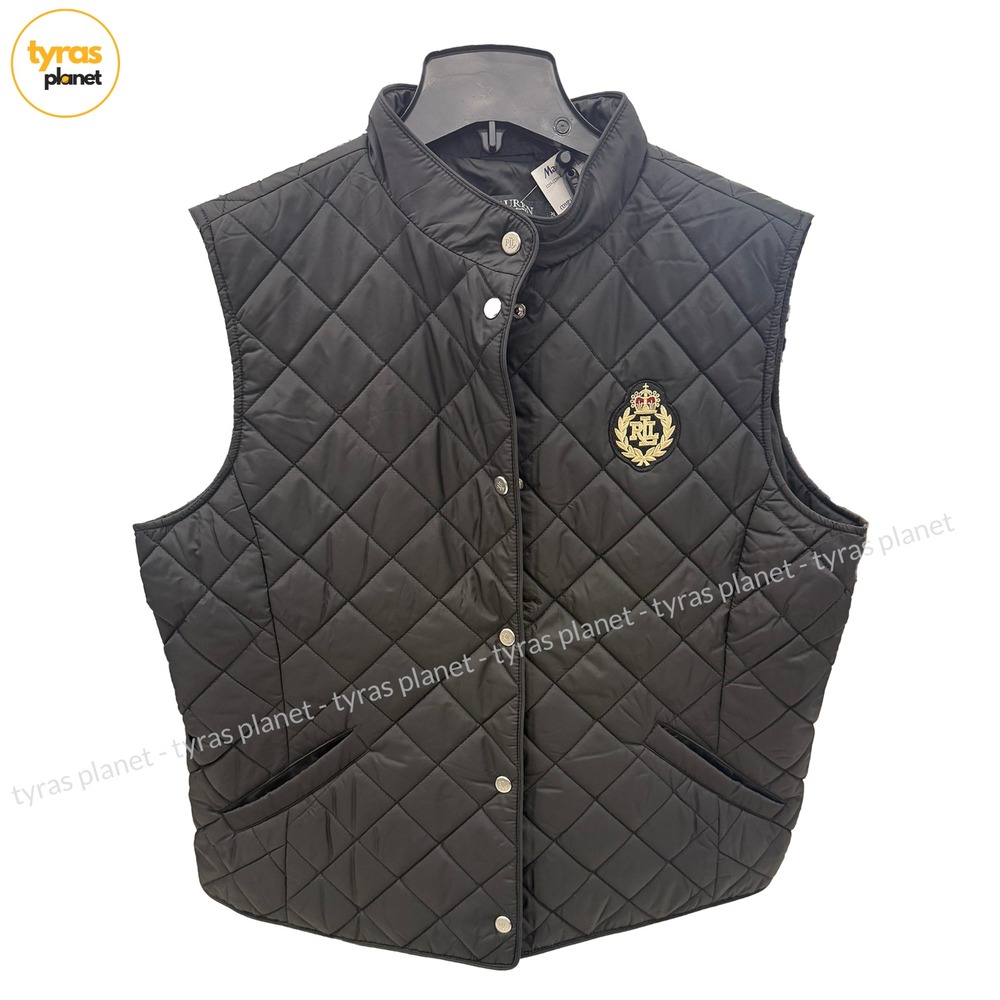 LAUREN RALPH LAUREN Classic Style Quilted Black Vest Women's Size XL - NWT